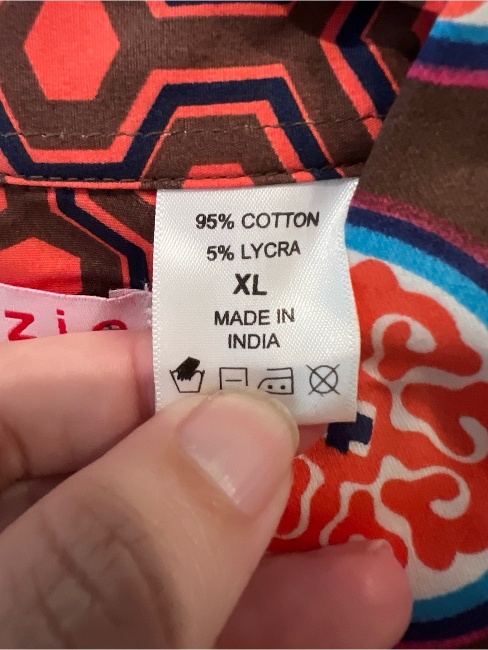 Tizzie Brown Button-Down Shirt with Orange Medallion Print Size XL - Picture 3 of 16